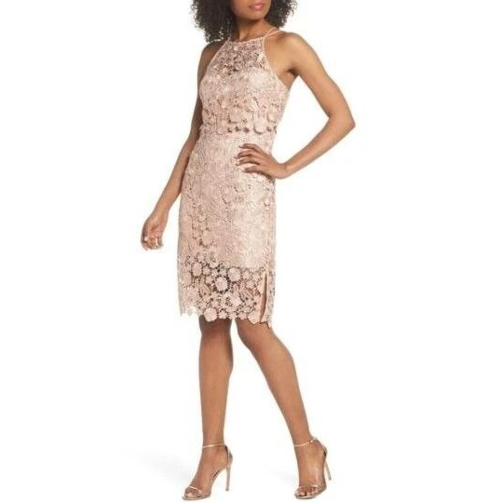 Jenny Yoo Collection Freya Blush Pink Floral Lace Sheath Dress Size 8 NWT $295